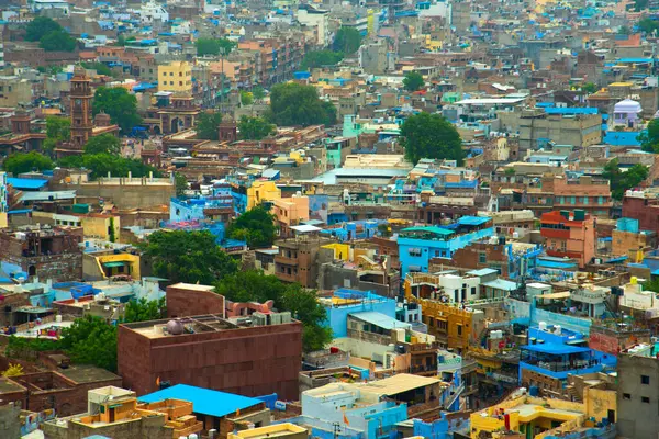 Mavi Şehir olarak da bilinen Jodhpur 'un hava manzarası Mehrangarh Kalesi, Jodhpur, Rajasthan, Hindistan