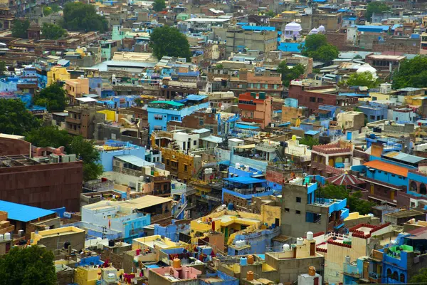 Mavi Şehir olarak da bilinen Jodhpur 'un hava manzarası Mehrangarh Kalesi, Jodhpur, Rajasthan, Hindistan