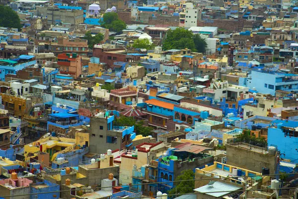 Mavi Şehir olarak da bilinen Jodhpur 'un hava manzarası Mehrangarh Kalesi, Jodhpur, Rajasthan, Hindistan