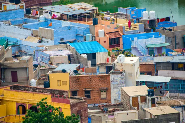 Mavi Şehir olarak da bilinen Jodhpur 'un hava manzarası Mehrangarh Kalesi, Jodhpur, Rajasthan, Hindistan
