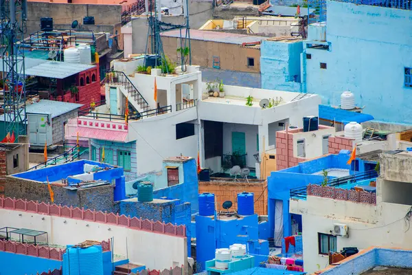 Mavi Şehir olarak da bilinen Jodhpur 'un hava manzarası Mehrangarh Kalesi, Jodhpur, Rajasthan, Hindistan