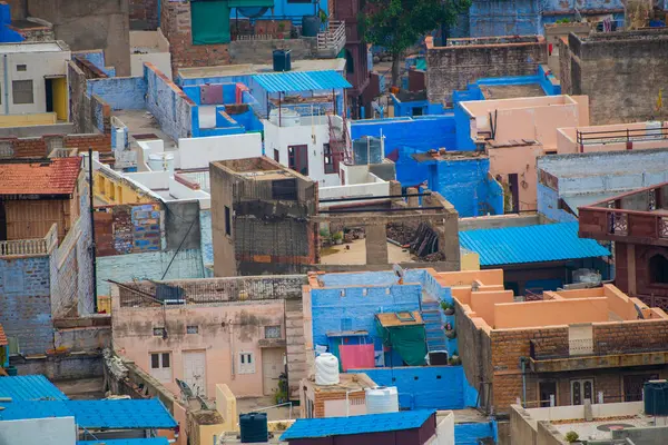 Mavi Şehir olarak da bilinen Jodhpur 'un hava manzarası Mehrangarh Kalesi, Jodhpur, Rajasthan, Hindistan