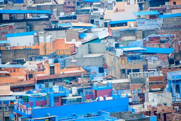 Mavi Şehir olarak da bilinen Jodhpur 'un hava manzarası Mehrangarh Kalesi, Jodhpur, Rajasthan, Hindistan