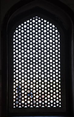 Eski taş oyma penceresi, Hindistan..