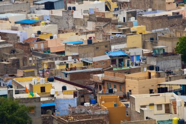 Mavi Şehir olarak da bilinen Jodhpur 'un hava manzarası Mehrangarh Kalesi, Jodhpur, Rajasthan, Hindistan