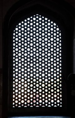 Eski taş oyma penceresi, Hindistan..