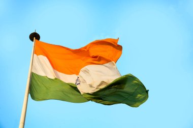 Dalgalı Hint bayrağının yakın plan çekimi.