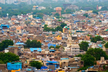 Mavi Şehir olarak da bilinen Jodhpur 'un hava manzarası Mehrangarh Kalesi, Jodhpur, Rajasthan, Hindistan