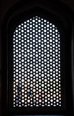 Eski taş oyma penceresi, Hindistan..