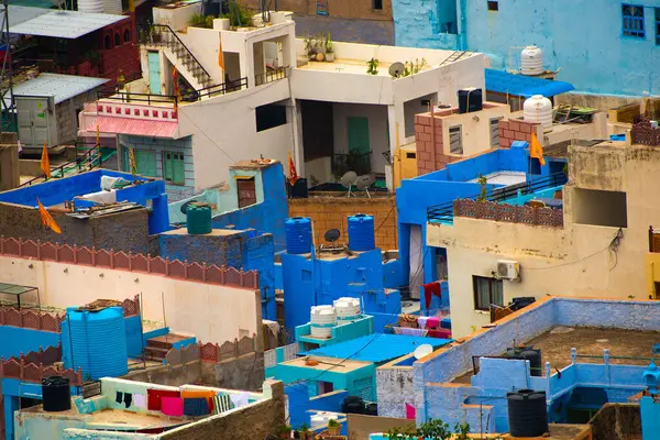 Mavi Şehir olarak da bilinen Jodhpur 'un hava manzarası Mehrangarh Kalesi, Jodhpur, Rajasthan, Hindistan