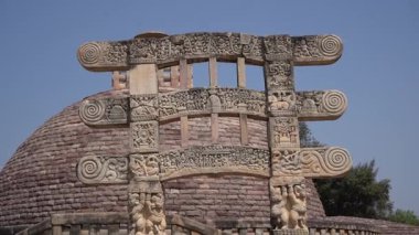 Great stupa, Sanchi, World Heritage Site, Madhya Pradesh, Hindistan 'ın giriş detayları..