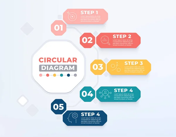 Circular Diagram Step Infographic Template — Vector de stock