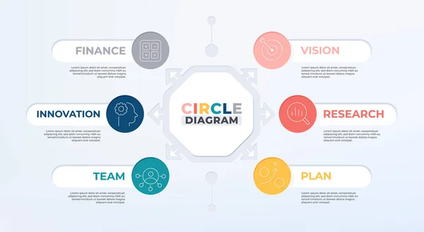 Step Circular Diagram Template Business Circular Infographic Icon — Vector de stock