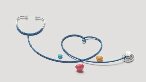 Ιατρικό Στηθοσκόπιο Rendering Stethoscope Σχήμα Καρδιάς — Φωτογραφία Αρχείου