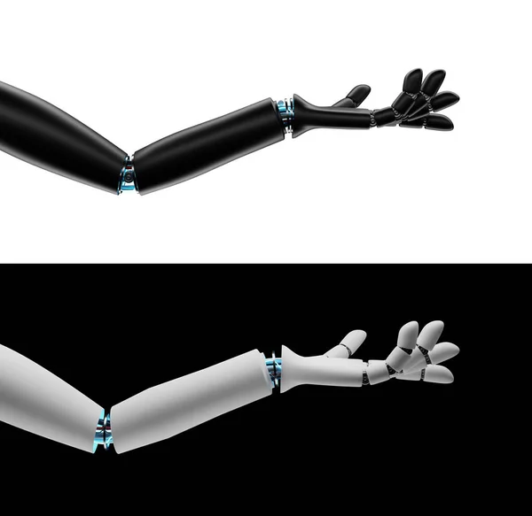 Штучний Інтелект Robot Hand Рендеринг Технологія Язок Між Життям Машиною — стокове фото