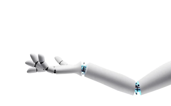 人工知能の概念 ロボットハンド3Dレンダリング 生命と機械の接続 — ストック写真