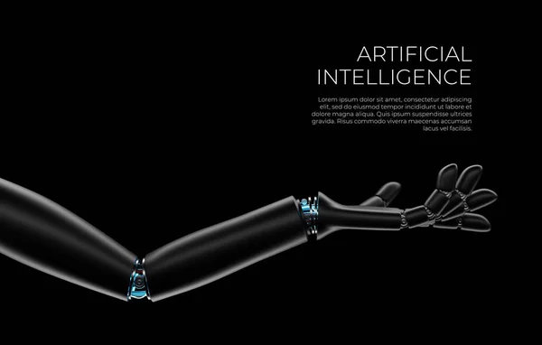 人工智能概念 机器人手3D渲染 生命与机器的连接 — 图库照片#