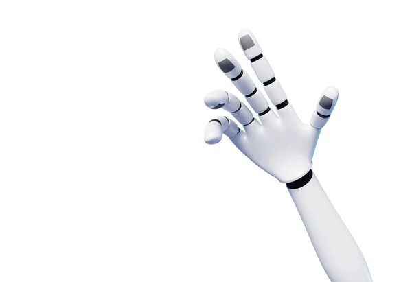 人工智能概念 机器人手3D渲染 生命与机器的连接 — 图库照片#