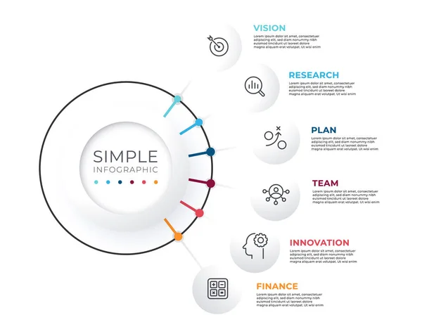 Visualisering Affärsdata Processdiagram Abstrakta Delar Diagram Delar Eller Processer Företagspresentation — Stock vektor