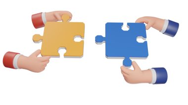 Bağlantı için mavi ve sarı yapboz parçaları. iş bağlantısı kavramı.