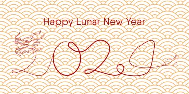 Yeni yıl 2024 davetiye lüks tasarım şablonu. Tebrik kartı, el ilanları, poster için renk arkaplanı üzerine vektör illüstrasyonu.