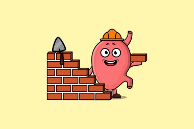 Düz modern stil tasarımında mason karakteri canlandıran şirin bir karikatür.