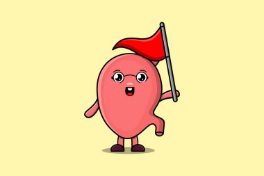 Üç boyutlu modern tasarım illüstrasyonunda midesi olan sevimli bir çizgi film.