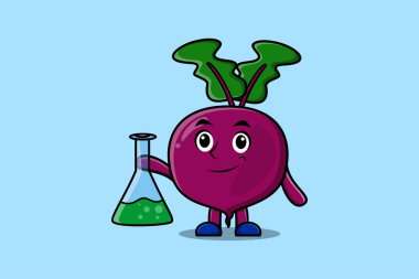 Kimyasal reaksiyon camlı bilim adamı rolünde sevimli maskot karakteri Pancar.