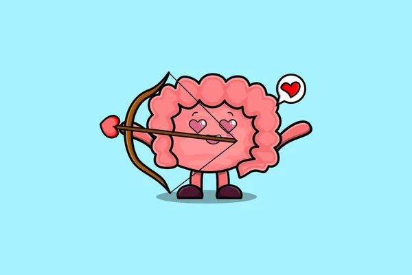 かわいい漫画のマスコットキャラクターロマンチックなキューピッド腸で愛の矢印で現代的なデザイン — ストックベクタ
