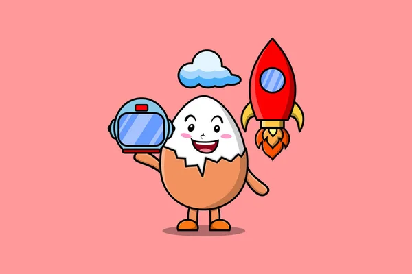 Carino Personaggio Del Cartone Animato Della Mascotte Uovo Sodo Come — Vettoriale Stock