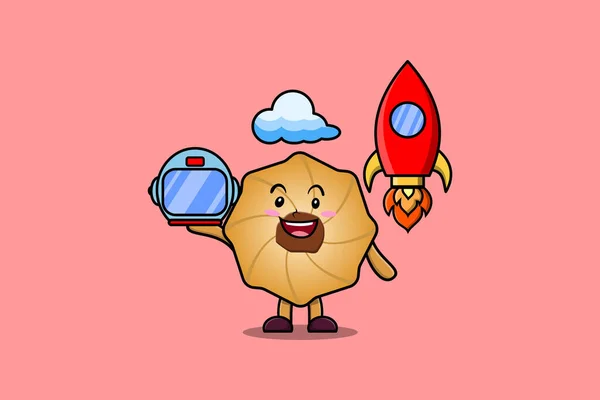 Carino Personaggio Dei Cartoni Animati Della Mascotte Cookie Come Astronauta — Vettoriale Stock