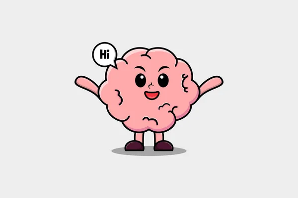 Cute Cartoon Brain Character Happy Expression Modern Style Design Illustration — Stock Vector