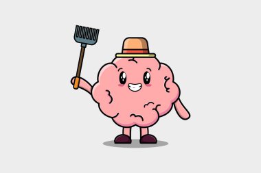 Tatlı çizgi film Tarım İşçisi Beyni yaba vektör imajı ile sevimli modern stil tasarımı