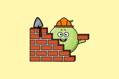 Düz modern stil tasarımında mason karakteri canlandıran sevimli bir karikatür.