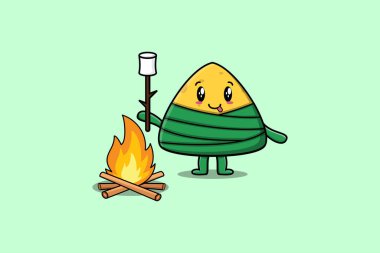 Tatlı çizgi film Çin pilavlı hamur köftesi karakteri lokum yakıyor.