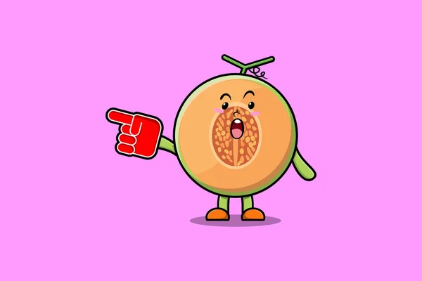 Melon Dessin Animé Mignon Avec Gant Doigt Mousse Dans Design — Image vectorielle