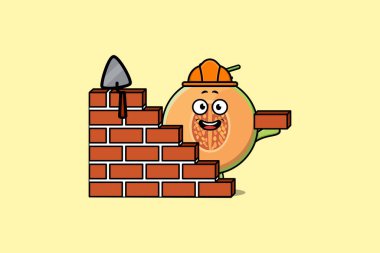 Düz modern stil tasarımında mason karakteri canlandıran sevimli bir karikatür.