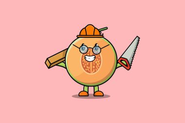 Marangoz karakteri rolünde sevimli bir karikatür. Düz modern tarzda testeresi ve ahşabı var.