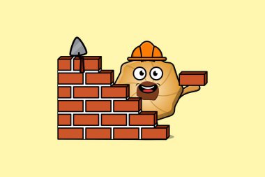 Düz modern stil tasarımında mason karakter rolünde sevimli çizgi film Kurabiyeleri