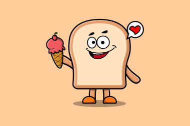 Tatlı Çizgi Film Karakteri, elinde dondurma külahıyla modern, şirin bir tasvir tutuyor.