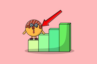 Takoyaki cute businessman mascot character with a inflation chart cartoon style design
