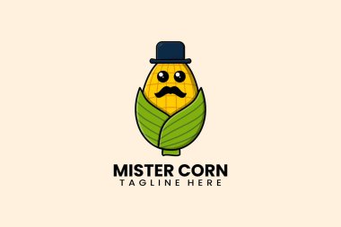 Flat modern template mister corn logo concept vector illustration