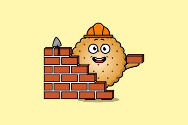 Düz modern stil tasarımında mason karakter rolünde sevimli çizgi film Kurabiyeleri