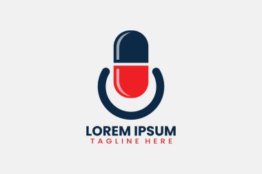 Düz hap ilaç güç logo şablonu vektörü