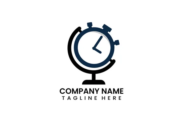 Flat Globe Travel Time Logo Icon Template Vector Design Illustration — Stock Vector