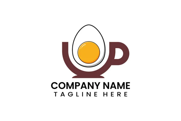 Flat Coffee Cup Egg Boiled Logo Icon Template Vector Design — Stock Vector