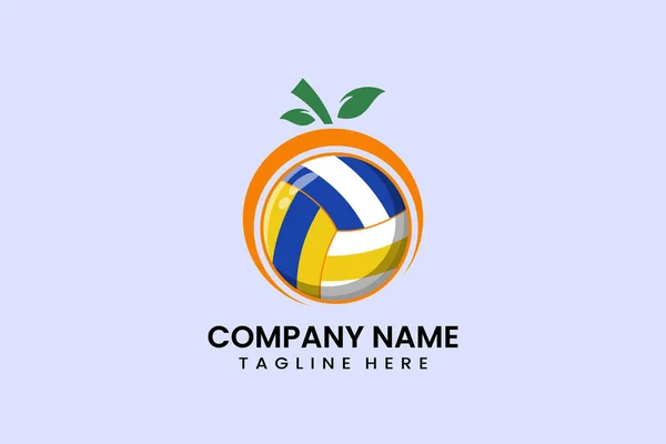 Flat vector orange volley ball logo modern style template