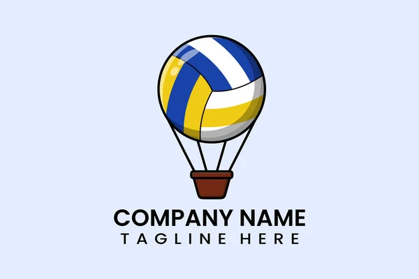 Flat vector parachute balloon volley ball sport logo modern style template