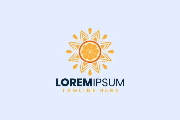 Moderne Simple Orange Fruit Soleil Logo Icône Modèle Illustration Graphismes Vectoriels