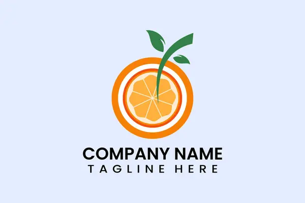 Plano Fruta Naranja Icono Símbolo Logotipo Plantilla Vector Diseño Ilustración — Vector de stock